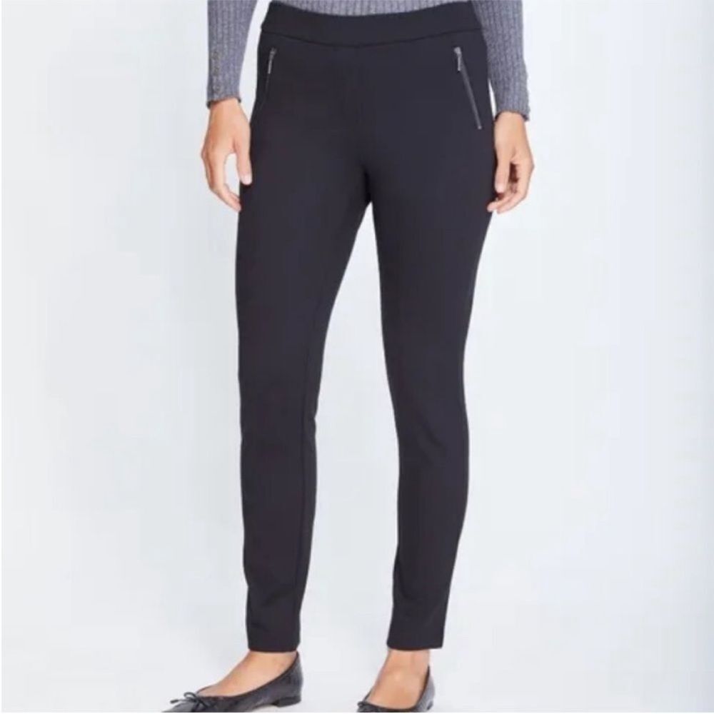 J. McLaughlin Ross Pull On Stretch Pant Front Zipper Pockets Navy Women's Size 2